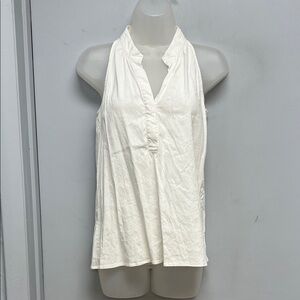 Theory Jillisa Easton Sleeveless Linen Blend Top – Ivory – Size P